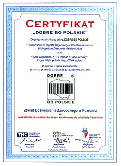 Certyfikat “Dobre bo polskie”